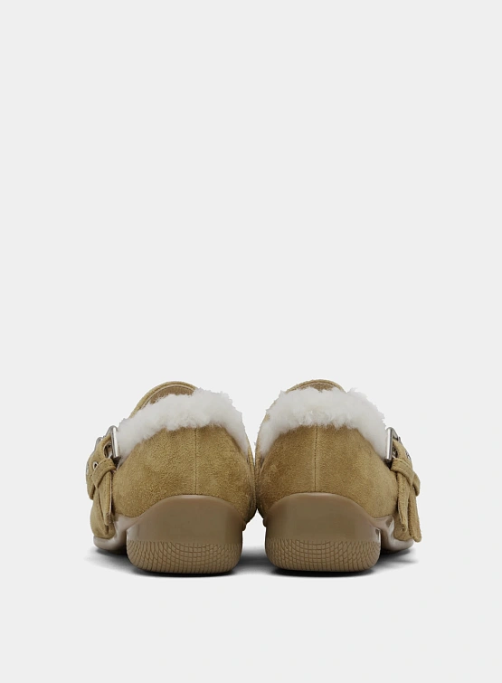 Женские балетки OPEN YY Shearling Heart Stud Brown