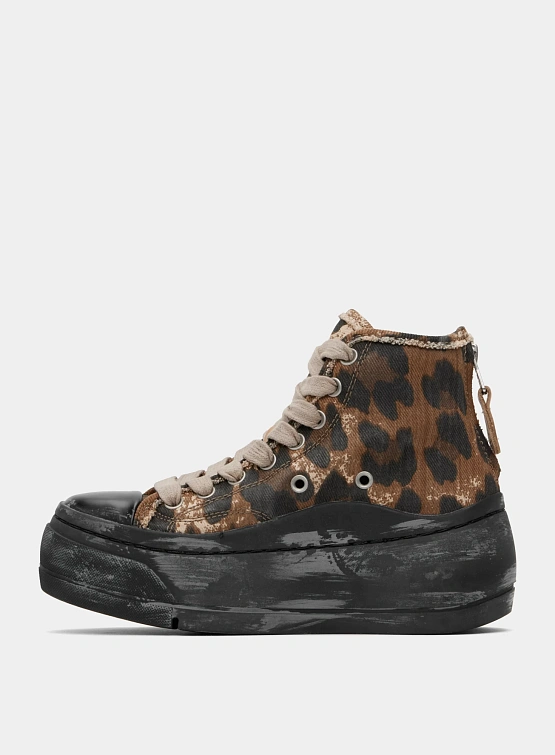 Женские Кеды R13 Kurt High Top Brown Leopard