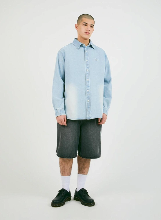 Рубашка LMC Brush Washed Denim Shirt Light Blue