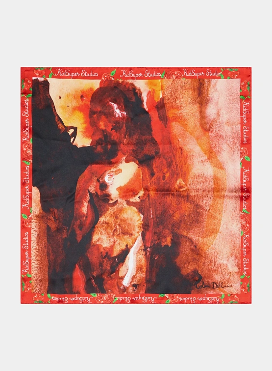 Платок KidSuper Women Figure Oil Painting Silk Red