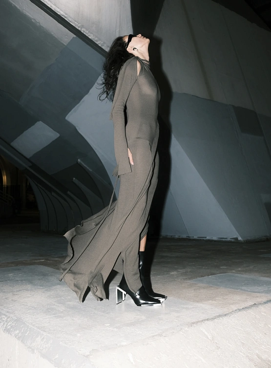 Женское Платье Ottolinger Deconstructed Longsleeve Maxi Green