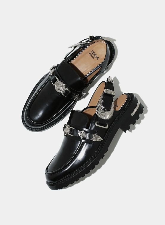 Женские лоферы TOGA Metal Mule Polido Black