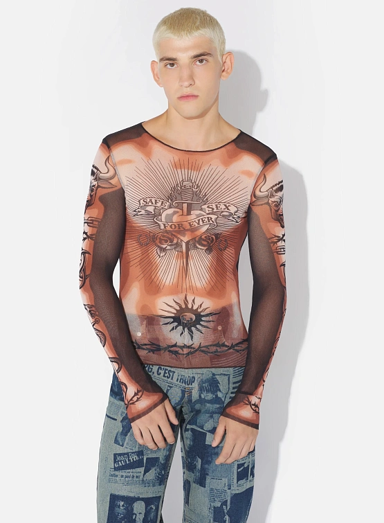 Лонгслив Jean Paul Gaultier Re-Edition: "Safe Sex Tattoo" Nude/Brown/Black