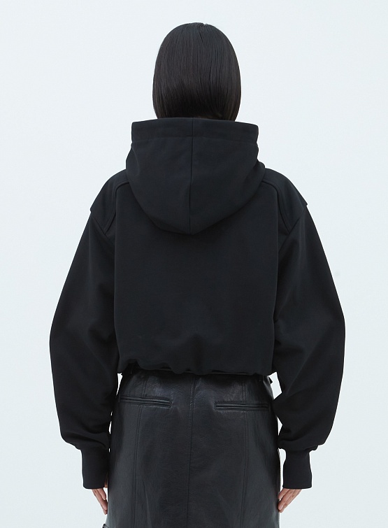 Женское худи JUUN.J Shoulder Detail Cropped Hooded Black