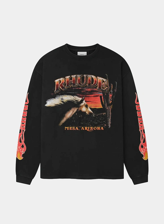 Лонгслив RHUDE Mesa Stallion Vintage Black/Red/Yellow