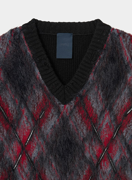 Жилет JUUN.J Check Volume V-neck Knit Vest Red