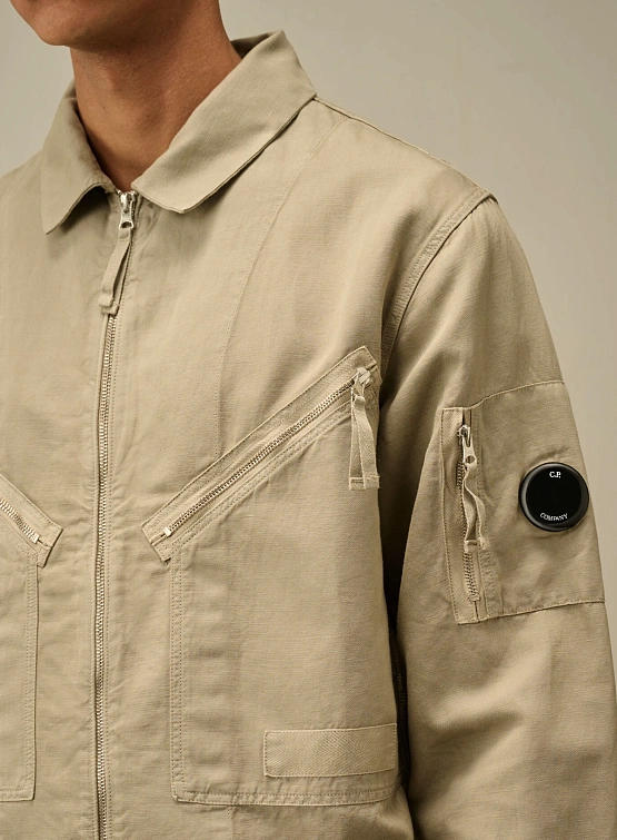 Овершот C.P. Company Cotton Linen Full Zip Vintage Khaki