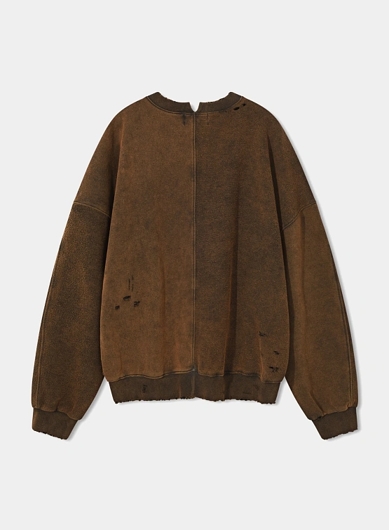 Свитшот ANGLAN Two Face Damage Logo Washed Brown