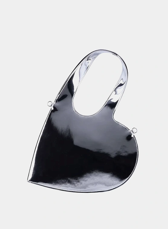 Женская сумка Coperni Mirrored Crossbody Baby Heart Silver