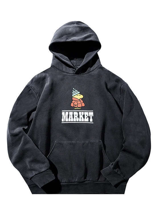 Худи MARKET Peanuts Puffer Hoodie Washed Black