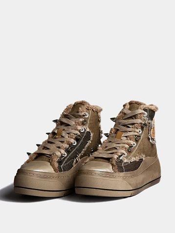 Женские кеды R13 Kurt High Top Brown Patchwork