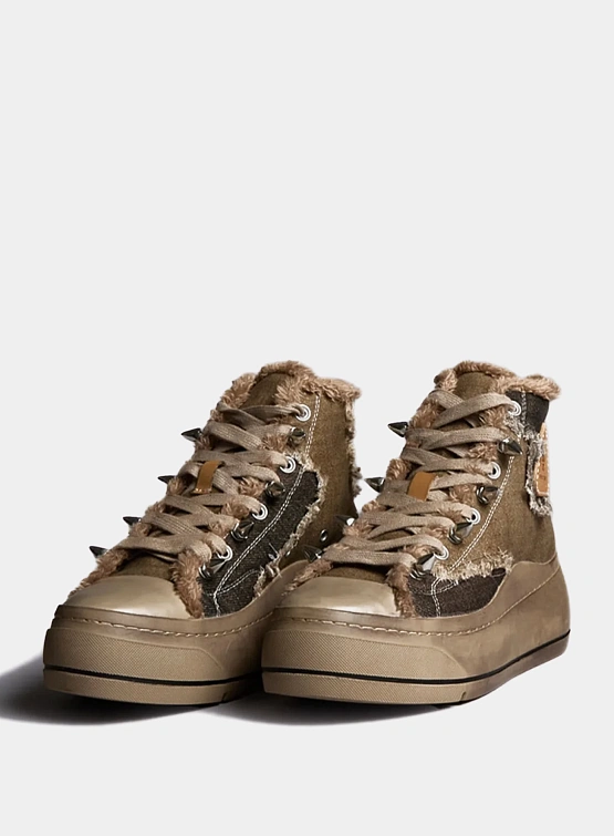 Женские кеды R13 Kurt High Top Brown Patchwork