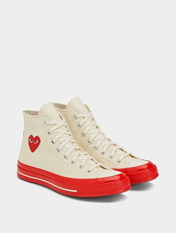 Кеды Converse x Comme des Garçons CDG PLAY Chuck 70 Hi Milk/Red