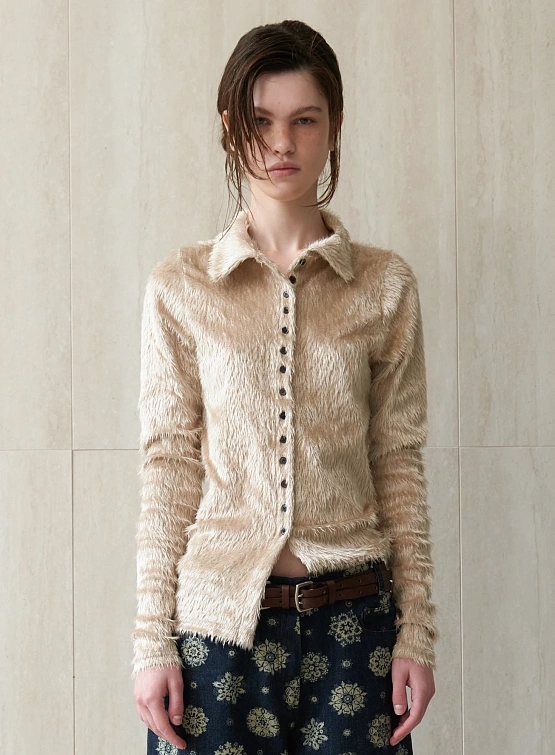 Женский кардиган EPINGLER Fur Slim Knit Beige