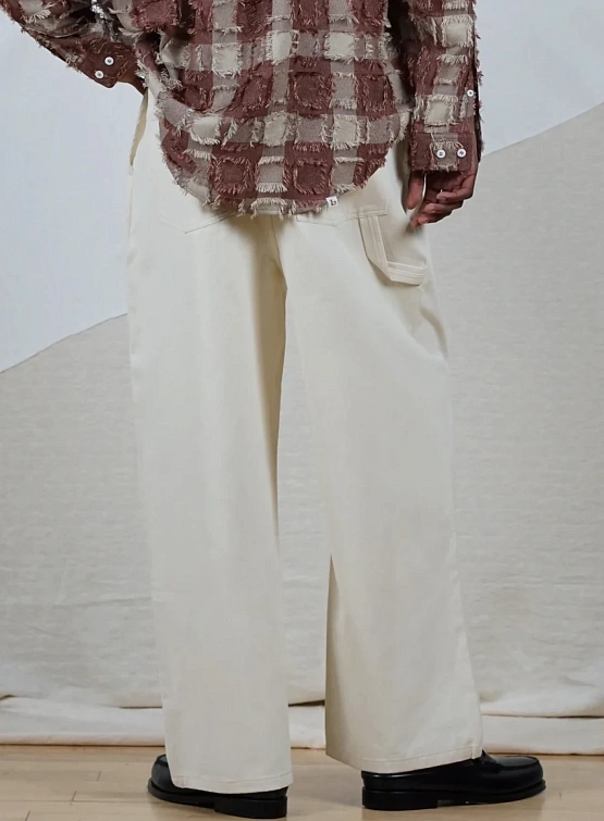 Брюки lorenz Uniform Pleated Wide Leg Pant Ecru