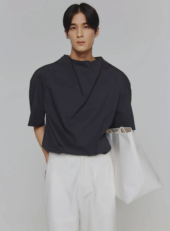 Топ AMOMENTO Raglan Cowl Neck Charcoal