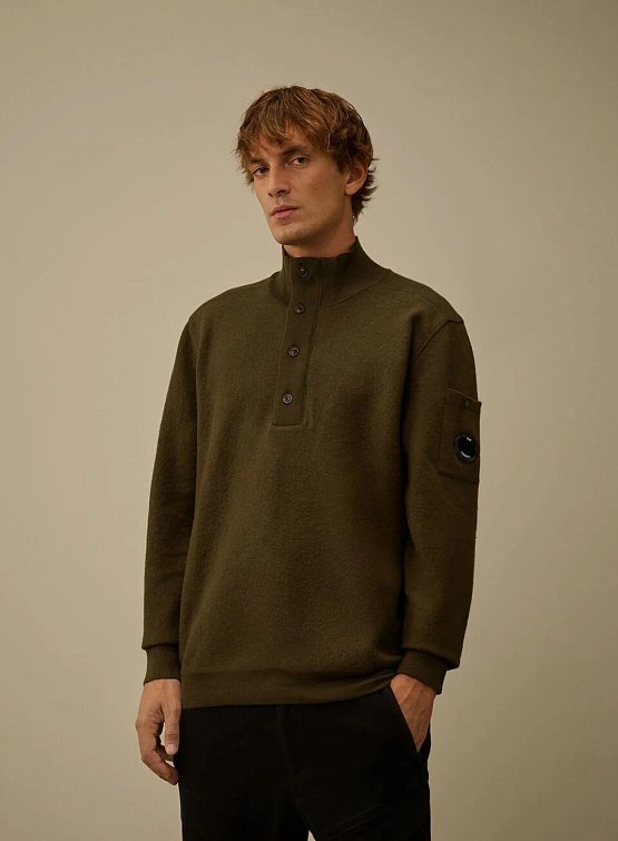 Джемпер C.P. Company Merino Wool Felted Half Button Ivy Green