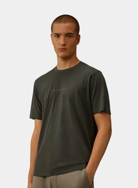 Футболка C.P. Company 30/1 Jersey Logo Dark Shadow