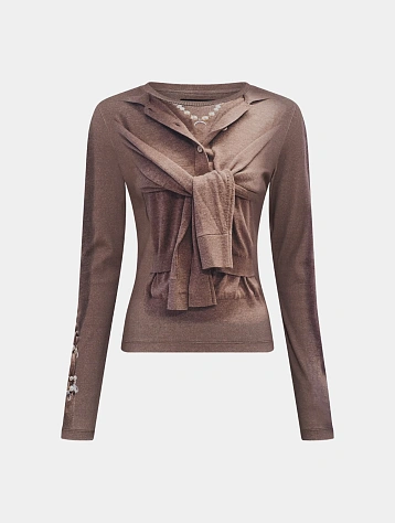 Женский лонгслив Marine Serre Trompe L’oiel Beige