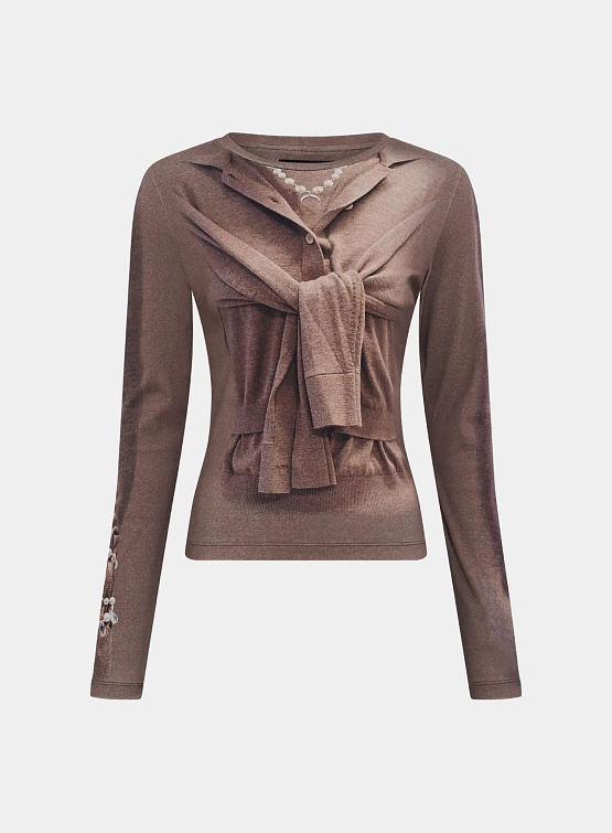 Женский лонгслив Marine Serre Trompe L’oiel Beige