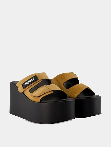 Женские сандалии Coperni Suede Patch Wedge Black/Brown