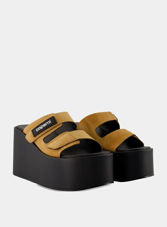 Женские сандалии Coperni Suede Patch Wedge Black/Brown