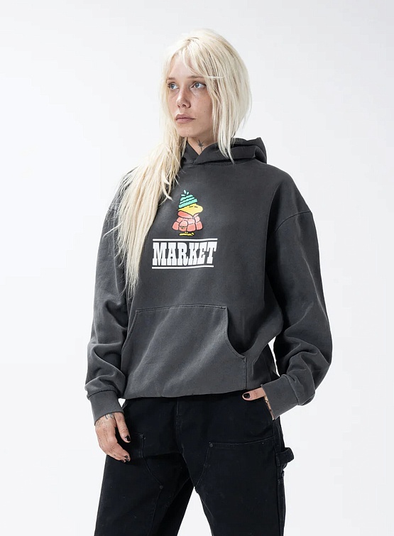 Худи MARKET Peanuts Puffer Hoodie Washed Black