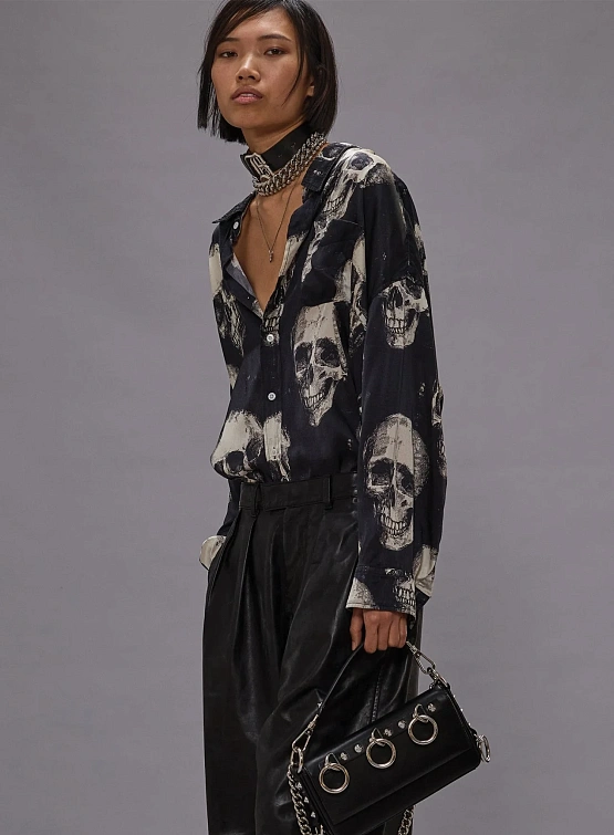 Женская рубашка R13 Drop Neck Skulls On Black