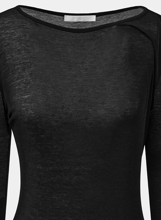 Женский лонгслив AMOMENTO Round T-Shirts Black