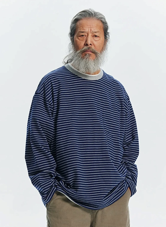 Лонгслив FrizmWORKS Stripe Oversized Relaxn Navy