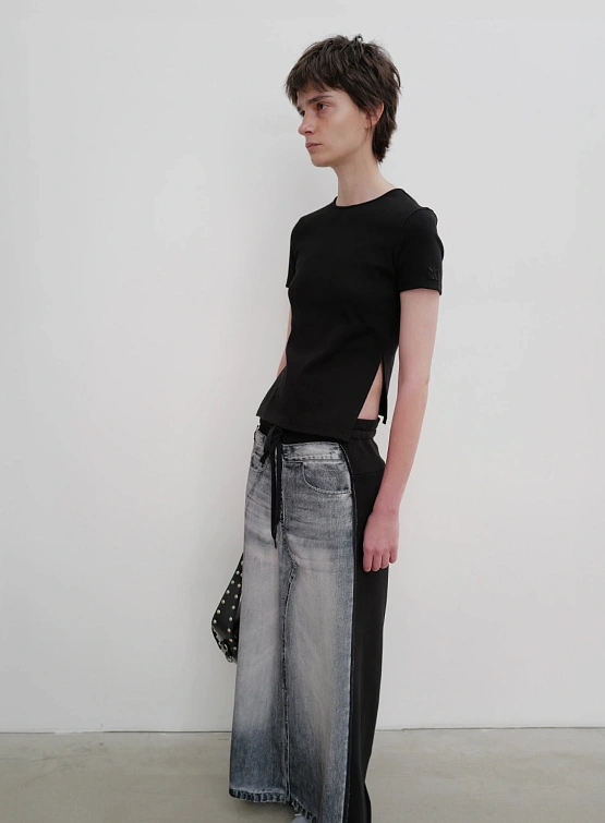 Женская Юбка OPEN YY Front Jean Effect Jersey Black