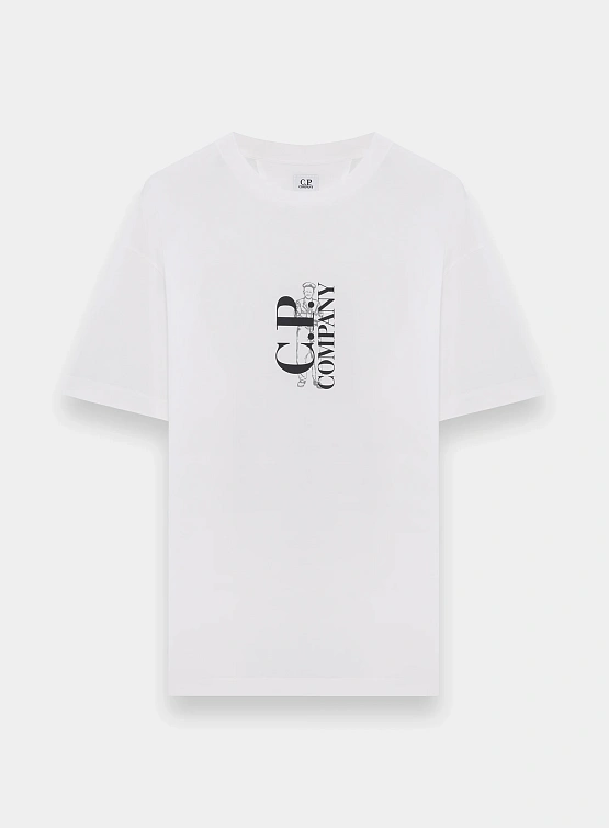 Футболка C.P. Company 30/1 Jersey Logo Gauze White