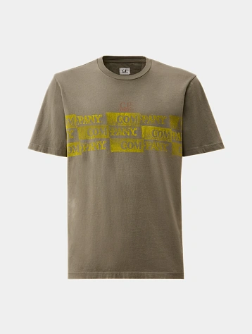Футболка C.P. Company 24/1 Jersey Horizontal Logo Smoked Pearl
