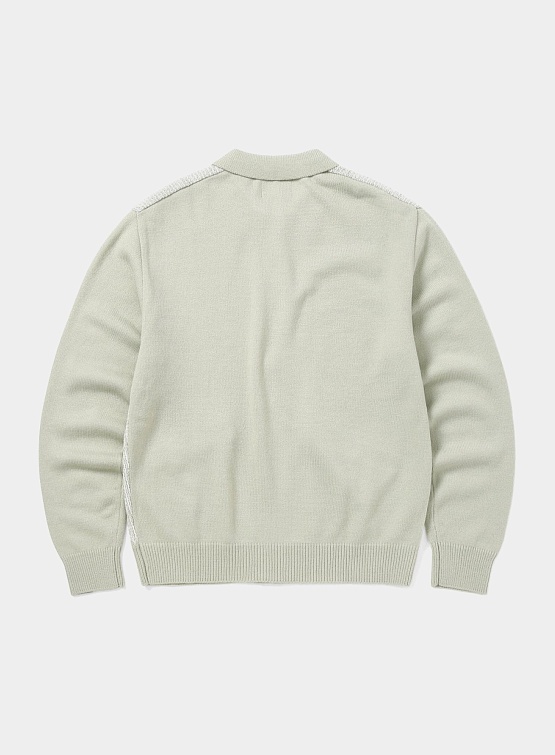 Кардиган thisisneverthat Velvet Knit Zip Polo Ivory