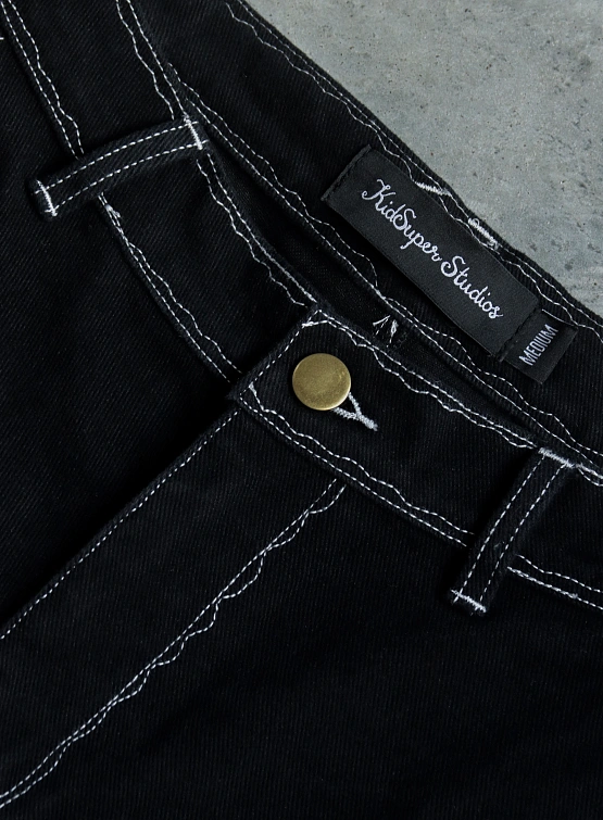 Брюки KidSuper Messy Stitched Work Pants Black