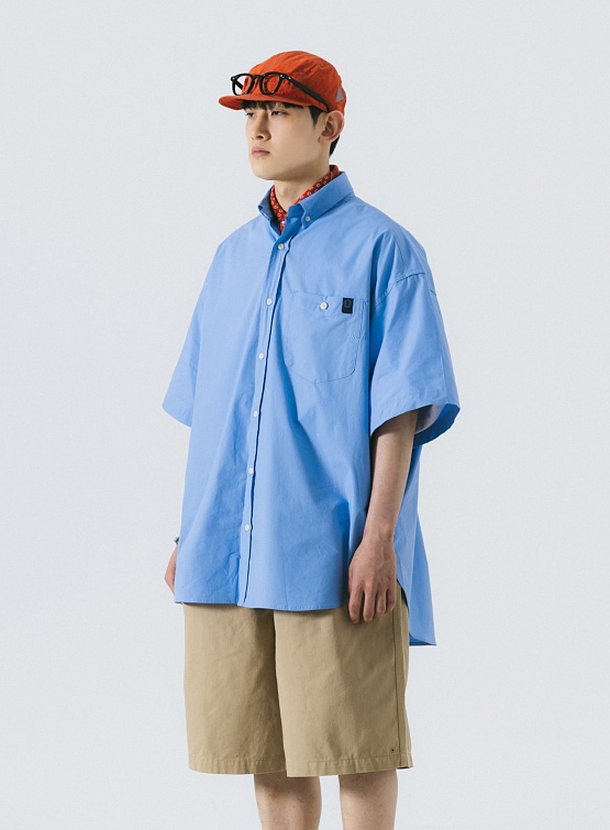 Рубашка ANGLAN Elementary Pocket Big Half Shirt Sax Blue