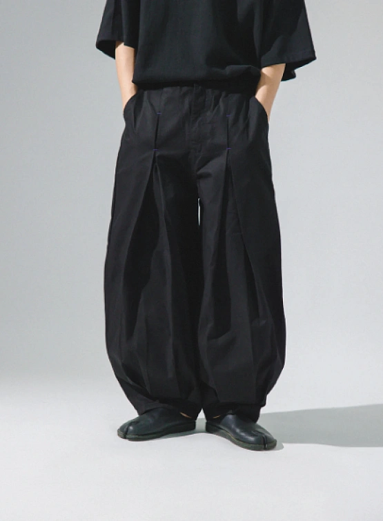 Брюки ANGLAN Unbalance Long Tuck Pants Black