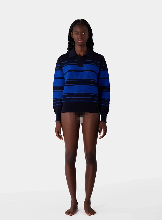 Пуловер Sunnei Striped Knit Longsleeve Polo Dark Blue