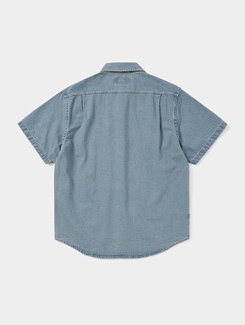 Рубашка thisisneverthat Washed Denim S/S Shirt Washed Blue