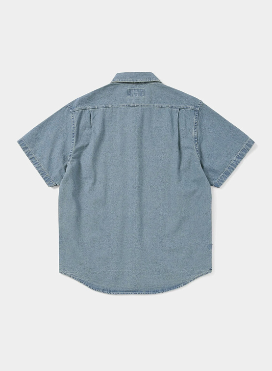 Рубашка thisisneverthat Washed Denim S/S Shirt Washed Blue