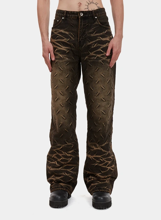 Джинсы WHO DECIDES WAR Thread Plate Coal/Tan