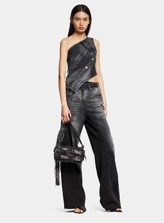 Женский топ MARRKNULL Asymmetric Denim Black