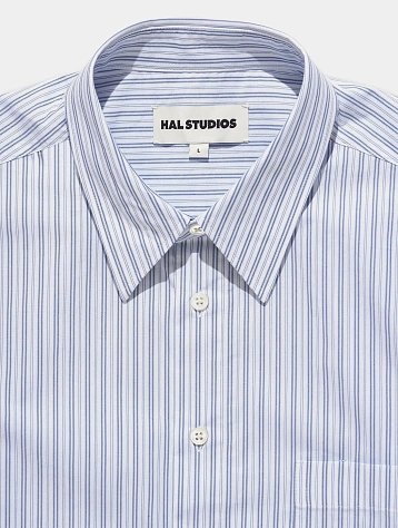 Рубашка HAL STUDIOS Striped S/S Overshirt White Navy