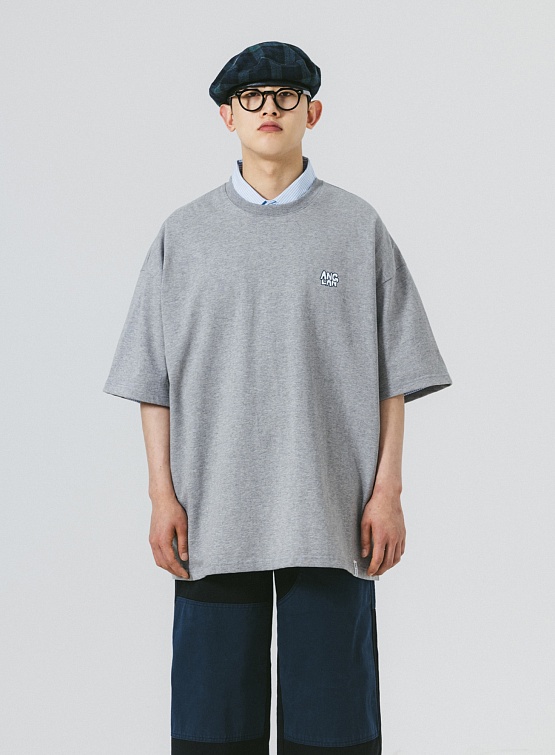 Футболка ANGLAN Stack Logo Half Tee Melange Grey