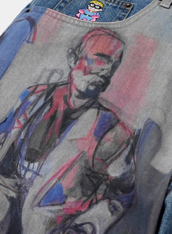 Шорты KidSuper Painted Panel Shorts Light Wash