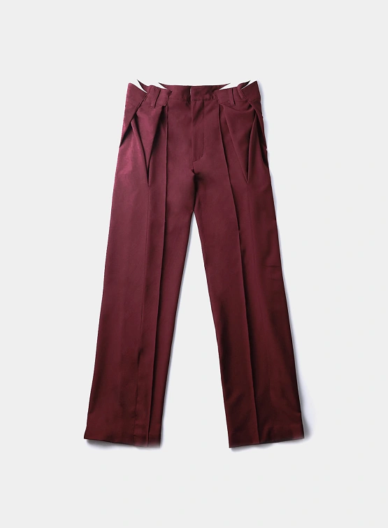 Брюки JUNTAE KIM Gathered Belt Trousers Burgundy
