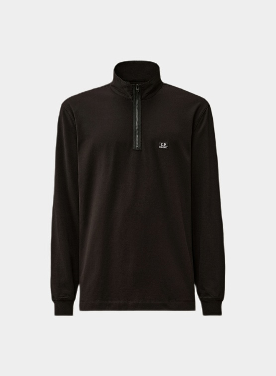 Халф-зип C.P. Company Stretch Piquet Logo Polo Black