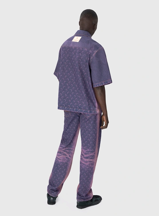 Рубашка Marine Serre Moon Laser Denim Workwear Lavender