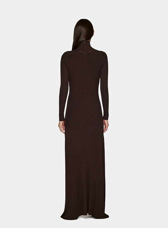 Женское платье Coperni Leg Cut-Out Rib Gown Brown