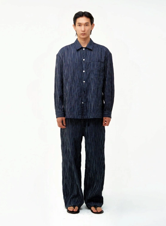 Рубашка COOR Textured Stripe Lounge Navy